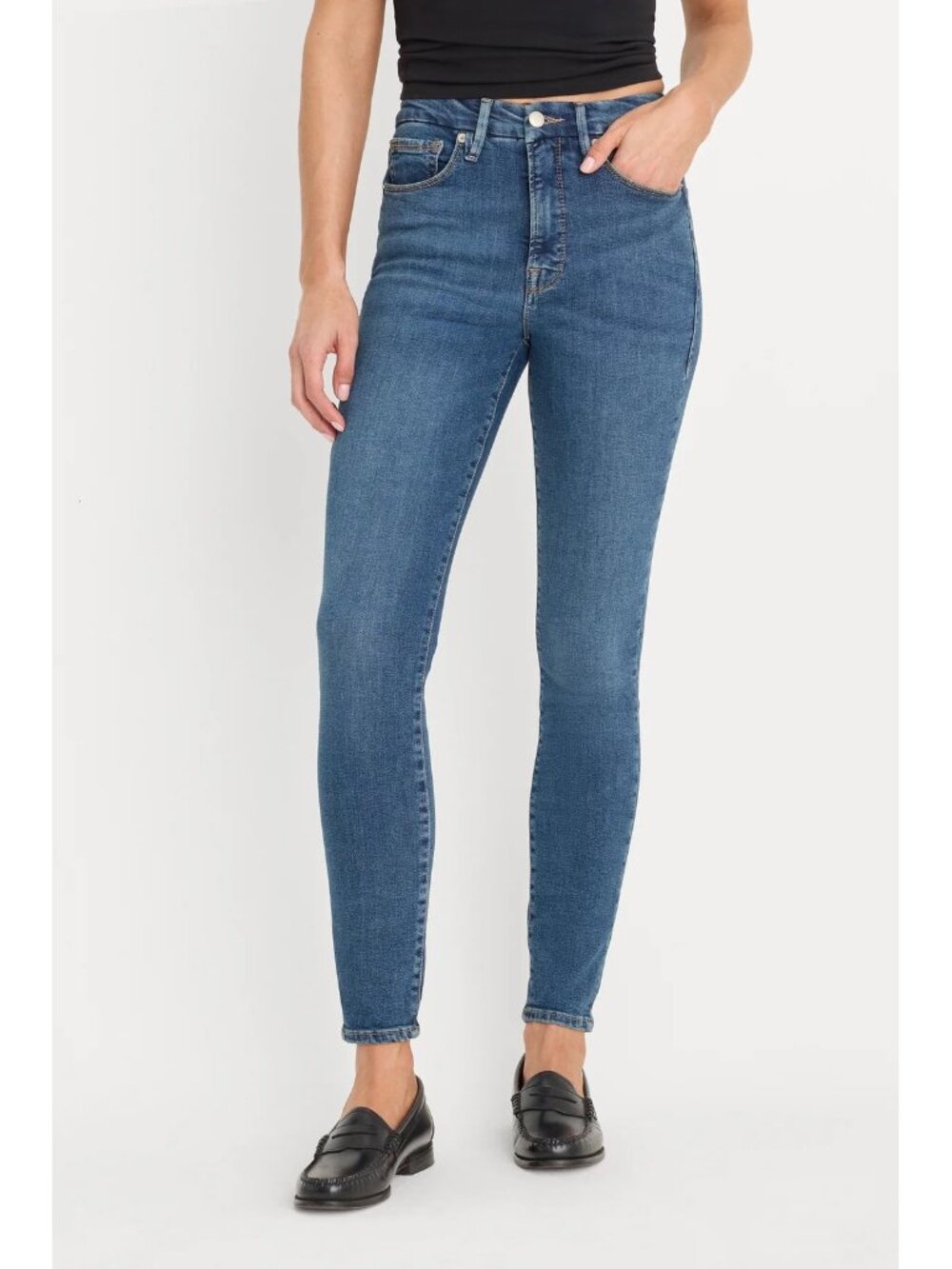 Good American Good Legs Skinny Jeans Blue GL899T 8 8/29 High Rise Stretch Denim